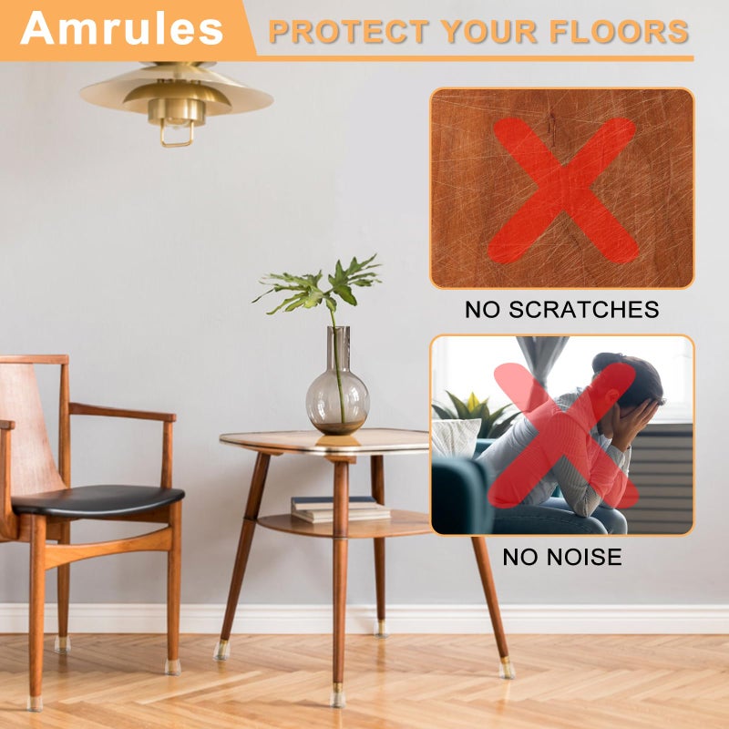 Amrules 36 قطعة من واقيات أرضية أرجل الكرسي من Amrules للأرضيات الصلبة من السيليكون، أغطية أقدام الكرسي لحماية أرضيات البلاط، وأغطية أرجل الأثاث من الخدوش والضوضاء (مقاس كبير شفاف: 1.3 بوصة - 2 بوصة) - Image 5